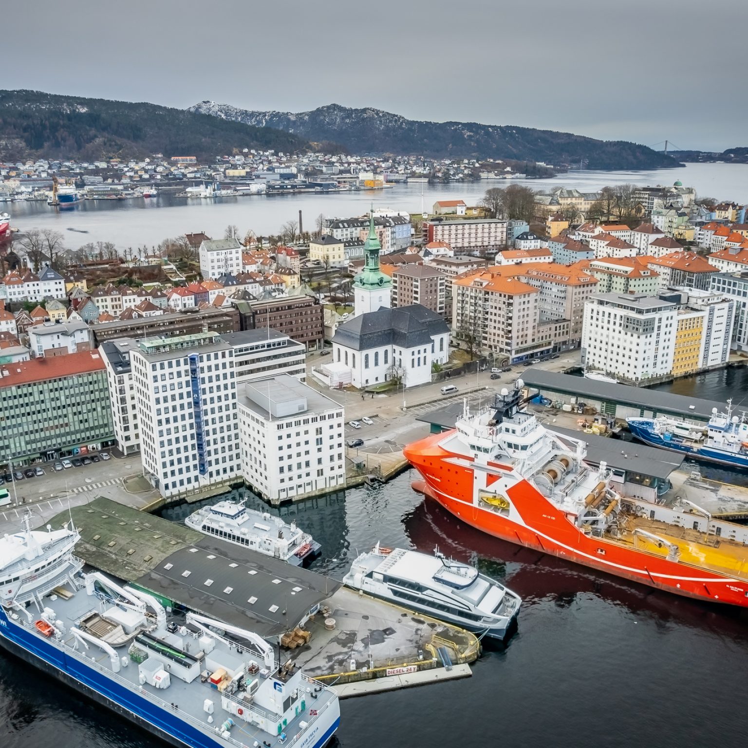 2022, Bergen, Drohne, Hurtigruten, Norwegen